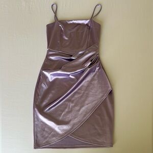 Elegant Satin Mini Dress in Metallic Purple